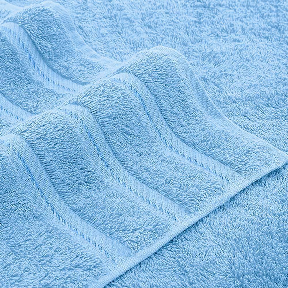 American Soft Linen 4 Pack Hand Towel Set, 100% Cotton, 16 inch by 28 inch, Hand Face Towels for Bathroom, Sky Blue