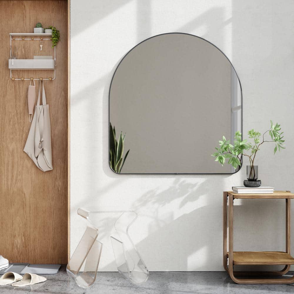 34" x 36" Hubba Arched Mirror Metallic Titanium - Umbra: Modern Oval Wall Mount, No Assembly, Steel Frame