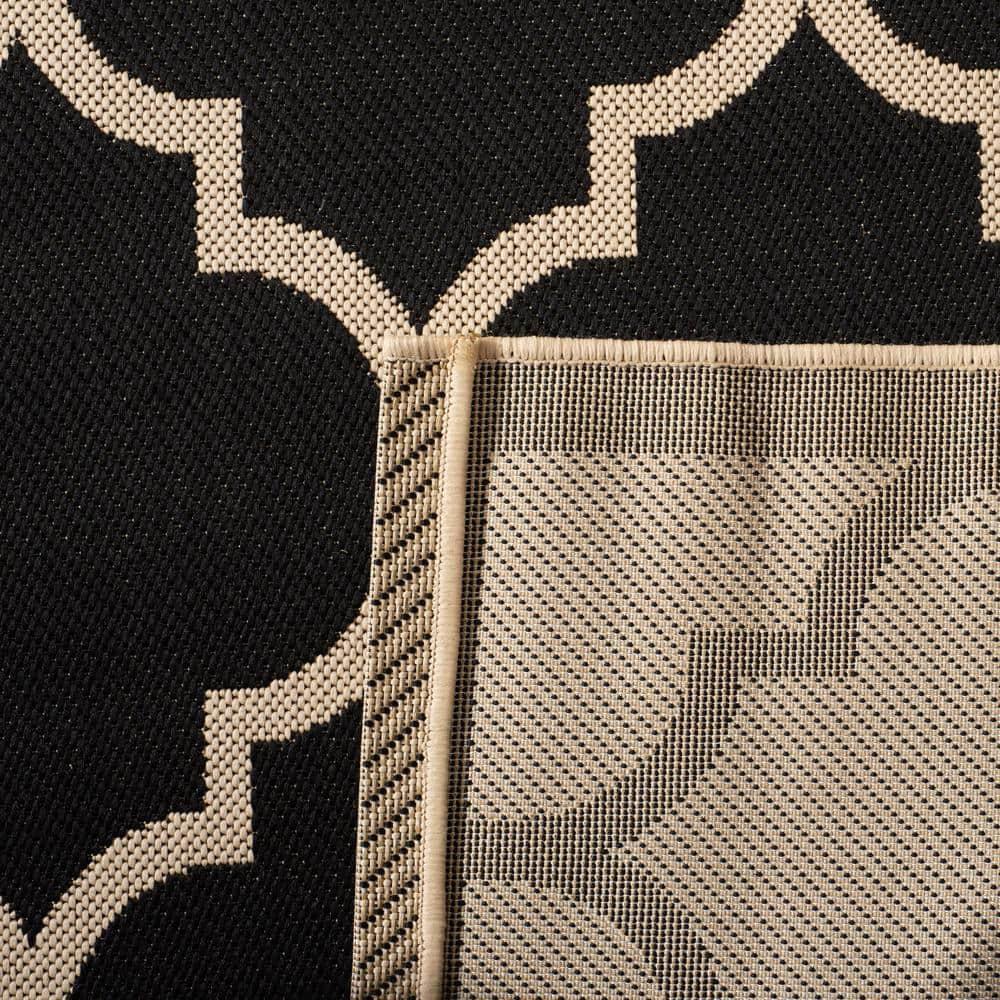 Courtyard CY6914 Power Loomed Indoor/Outdoor Area Rug - Black/Beige - 5'3"x5'3" - Safavieh.