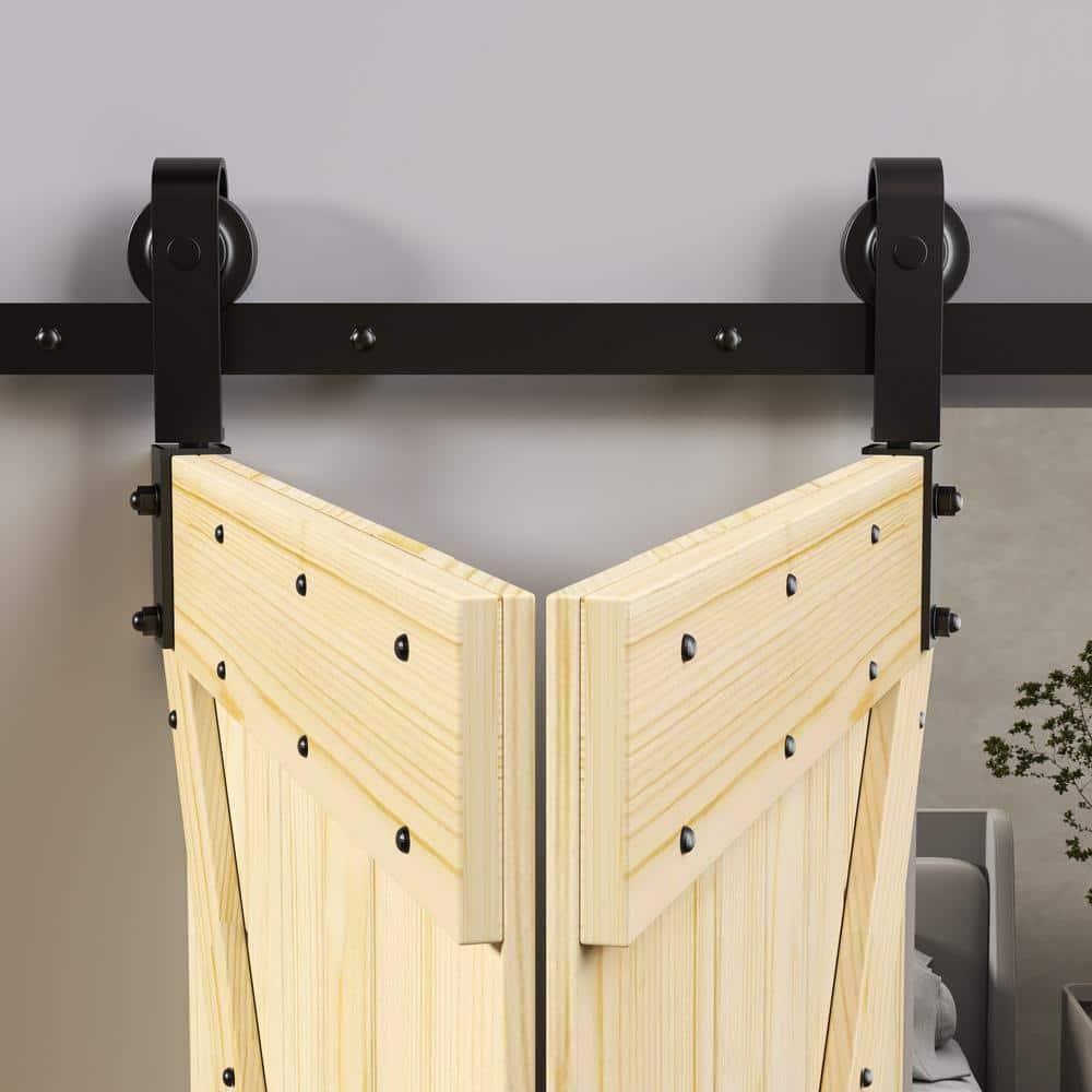 IsLife K Style Finished Solid Wood Bi-Fold Double Barn Door With Hardware Kit -Assembly Needed