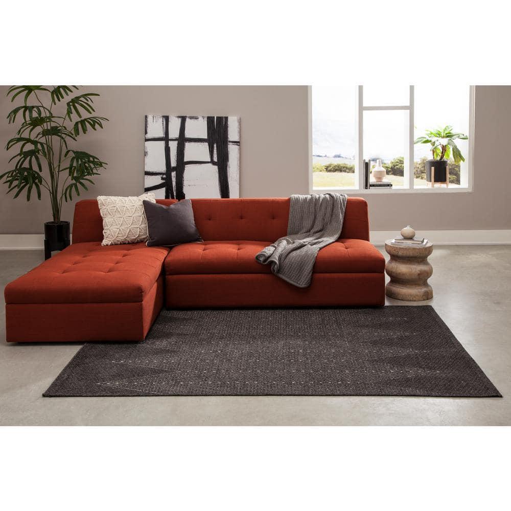 3'11"x5'7" Zig Zag Loomed Accent Rug Charcoal - Momeni: Contemporary Indoor/Outdoor Low Pile Area Rug