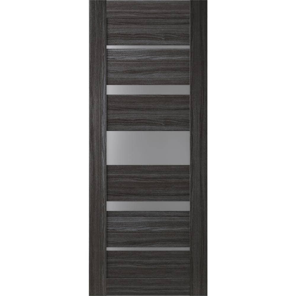 Belldinni Kina No Bore Solid Core 5-Lite Frosted Glass PP Finished Wood Composite Interior Door Slab
