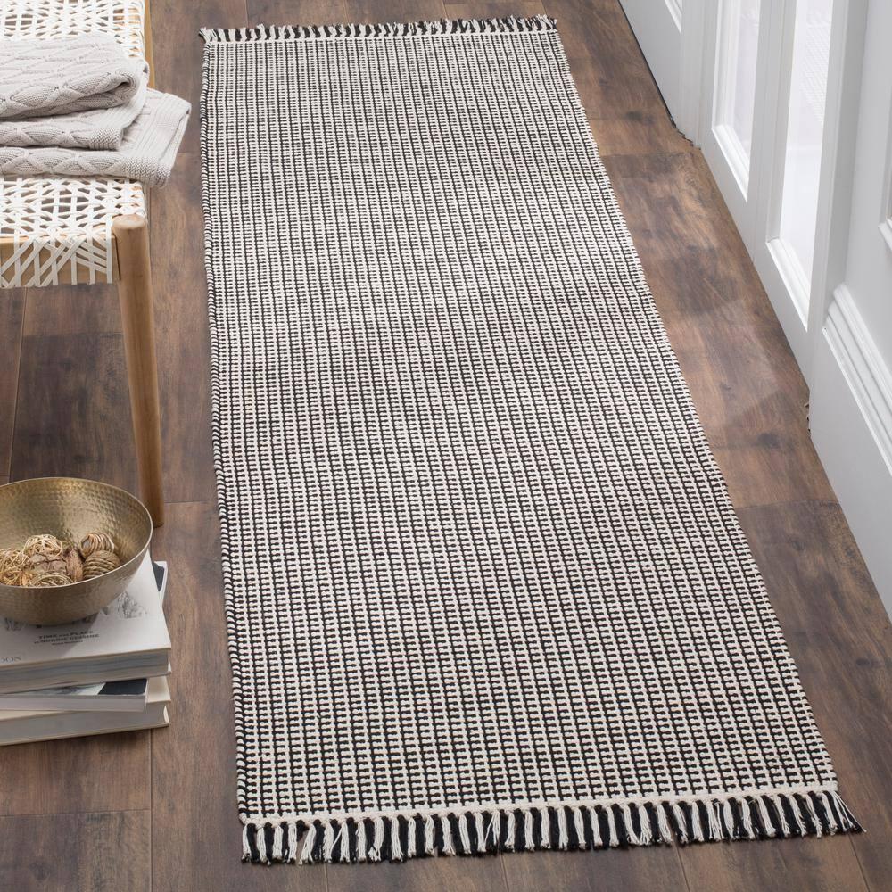 Montauk MTK340 Hand Woven Indoor Runner Rug - Ivory/Black - 2'3"x6' - Safavieh