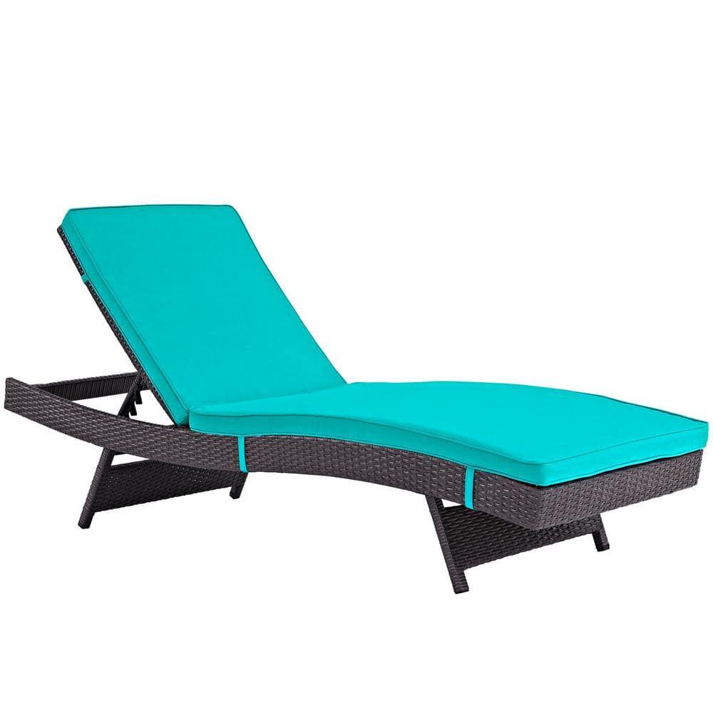 Modway Convene Outdoor Patio Chaise in Espresso Turquoise