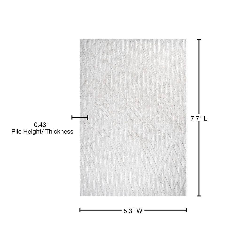 5'x8' Balansat Moroccan Diamond Indoor/Outdoor Area Rug, Ivory - JONATHAN Y