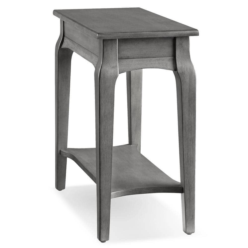 Leick Home Solid Wood Stratus 12 in. Narrow Side End Table with Shelf, Smoke Gray