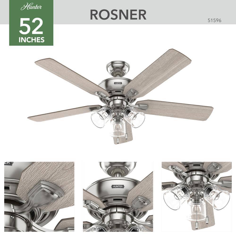52" Rosner 5 - Blade Ceiling Fan With Lights and Pull Chains