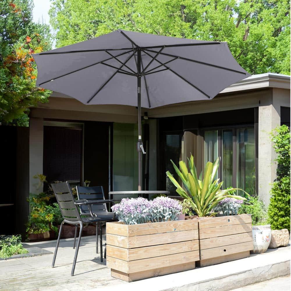 Villacera 9FT Outdoor Patio Umbrella Shade with Auto Tilt, Gray