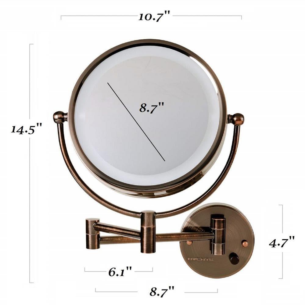 Ovente Wall Mounted Vanity Makeup Mirror 8.5 Inch with 7X Magnification and Natural LED Lights, Double-Sided with Hardwired Electrical Connection