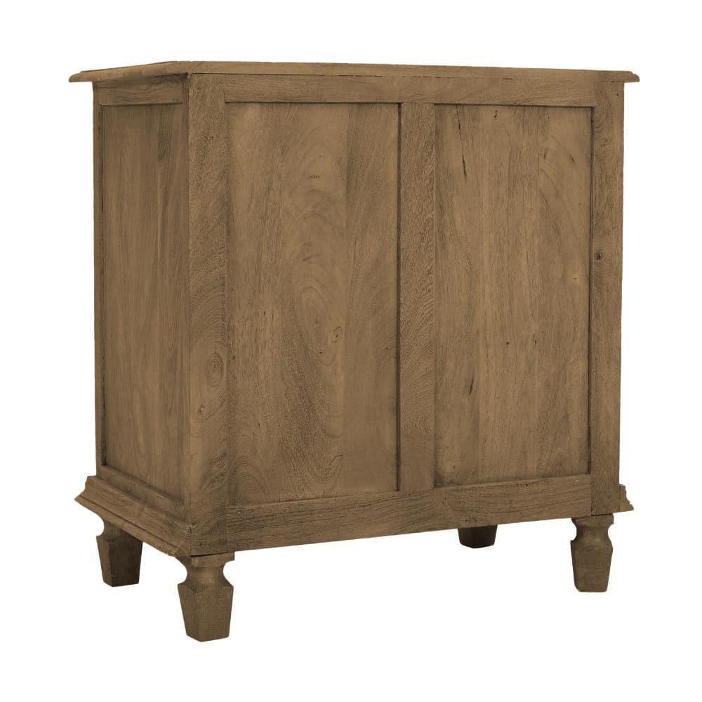 The Urban Port 30" Nightstand Table Rattan Cabinet Doors and Drawer Fronts Sandblasted Brown Mango Wood Brown