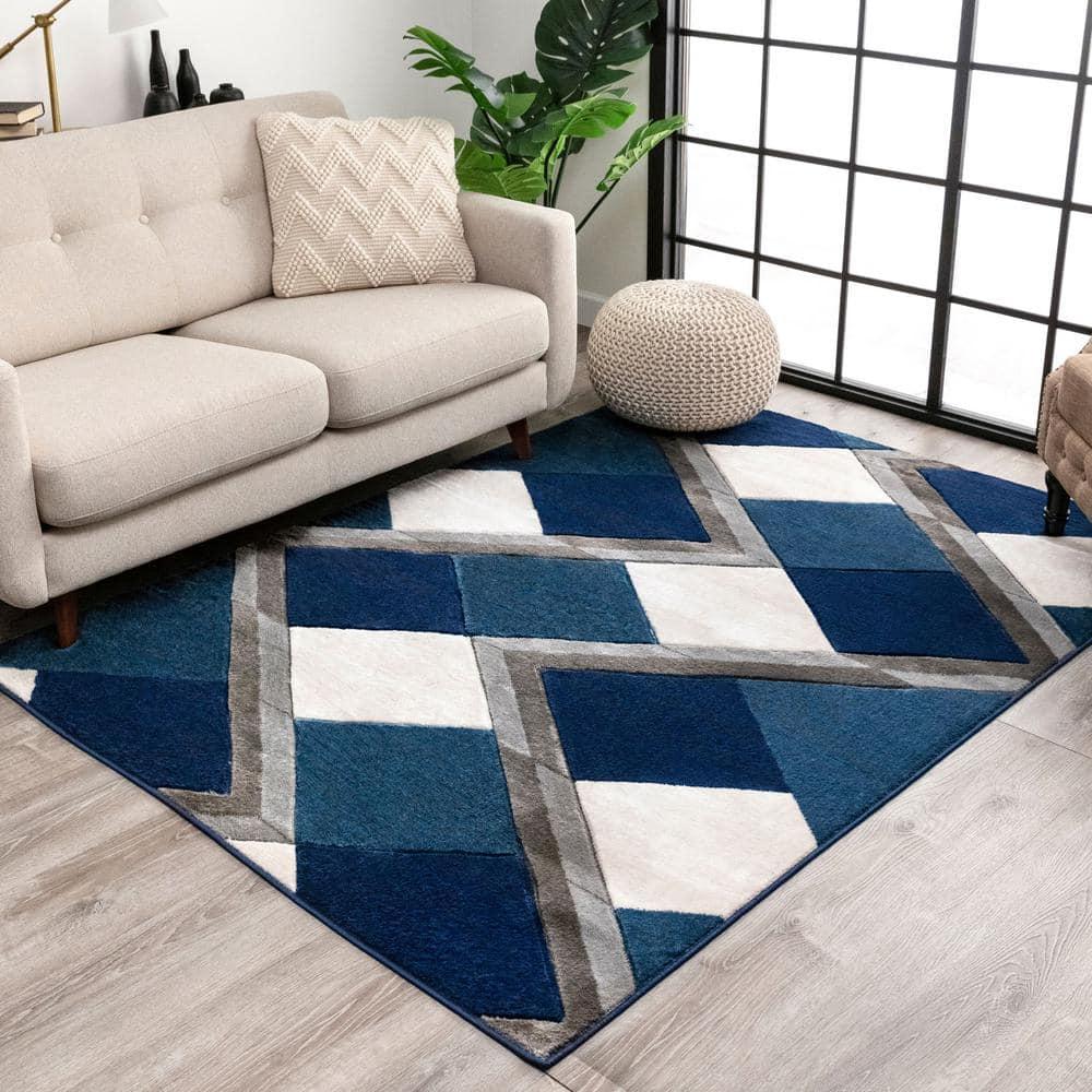 Well Woven Good Vibes Nora Modern Geometric Blue 3'11" x 5'3" Area Rug