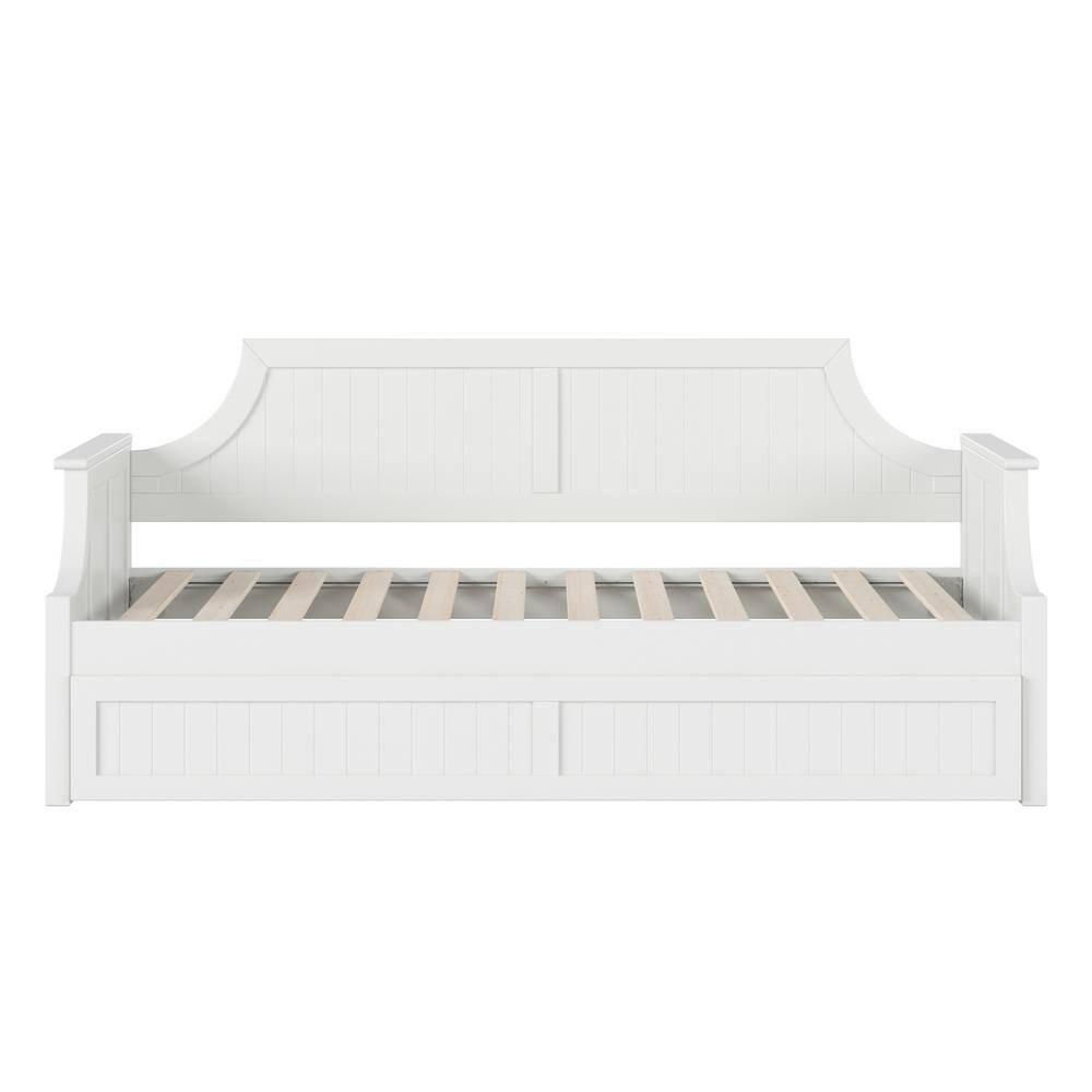 AFI Cambridge Twin Wood Daybed with Twin Size Trundle in White