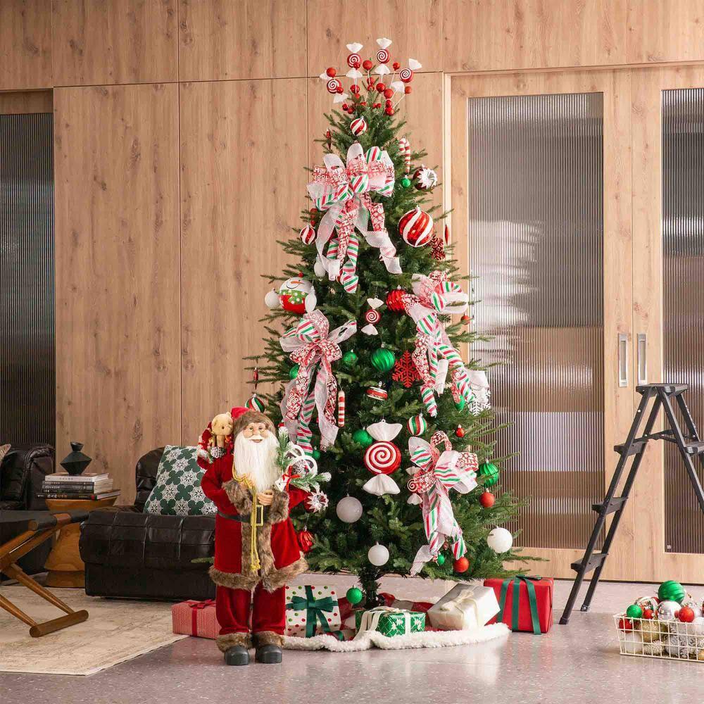 Glitzhome 178 Piece Christmas Ornaments , 4 Piece Candy Picks and 9 Piece Ribbon Bow Sets