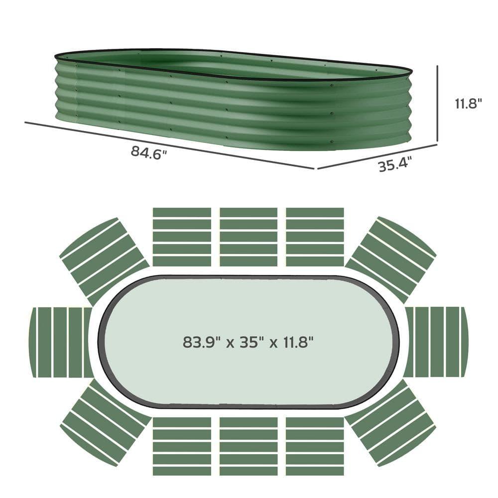 Outsunny 2PCS Galvanized Raised Garden Bed, 7' x 3' x 1' Raised Beds for Gardening with Metal Plant Stakes, Green