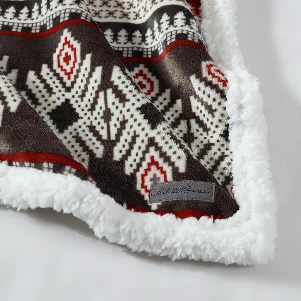 Eddie Bauer Eddie Bauer Printed Plush Fleece/Sherpa Throw Blankets