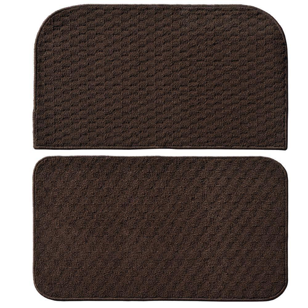 Garland Rug Town Square Mocha Kitchen Rug Set, 2 Piece Sliced Set (18"x28" Sliced, and 18"x28")