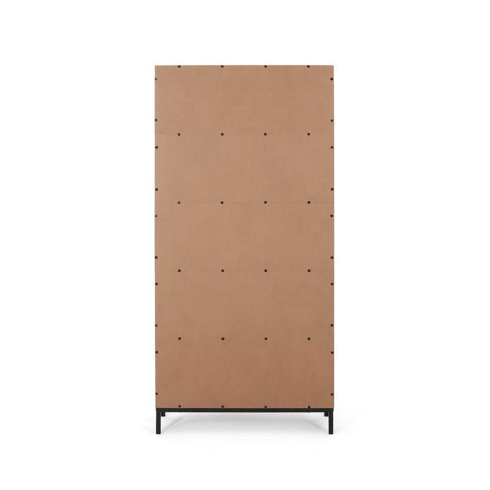 Noble House Davina Contemporary Faux Wood Cube Unit Bookcase, Walnut, Black