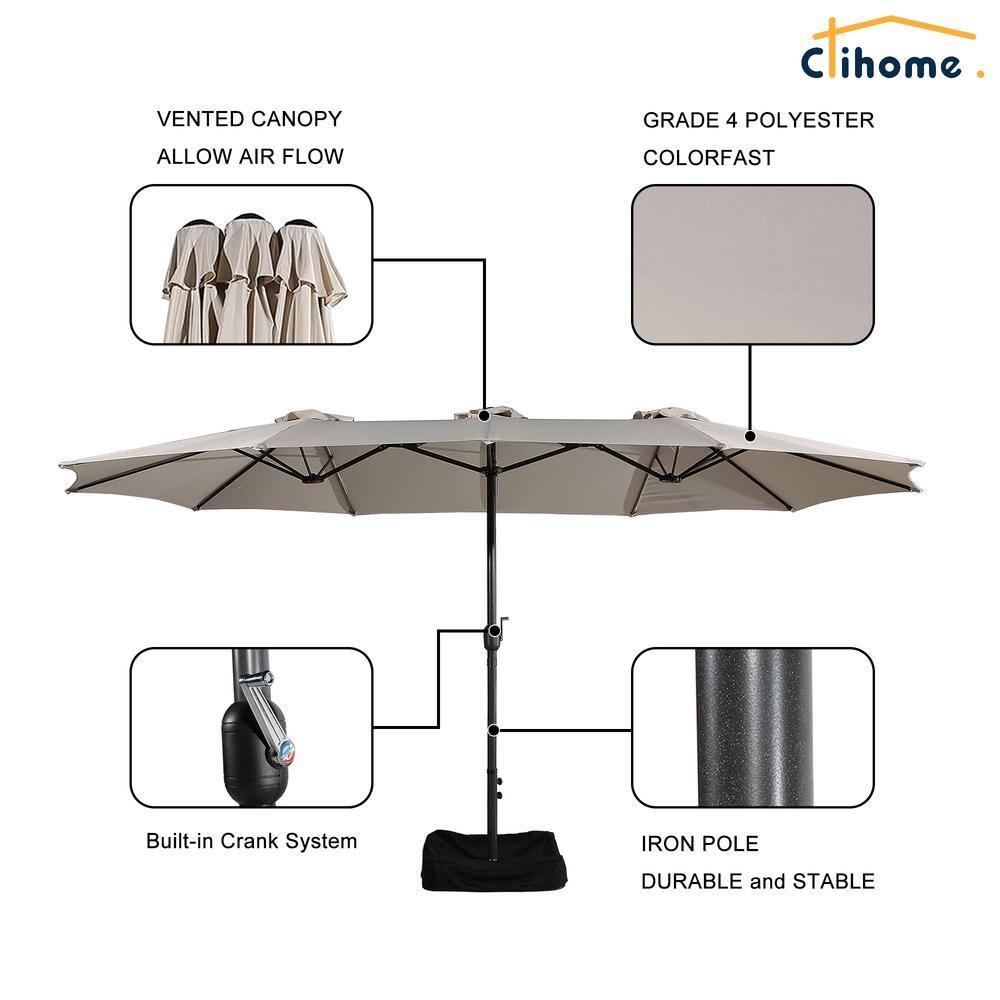 clihome 15 Ft Patio Market Umbrella with Base