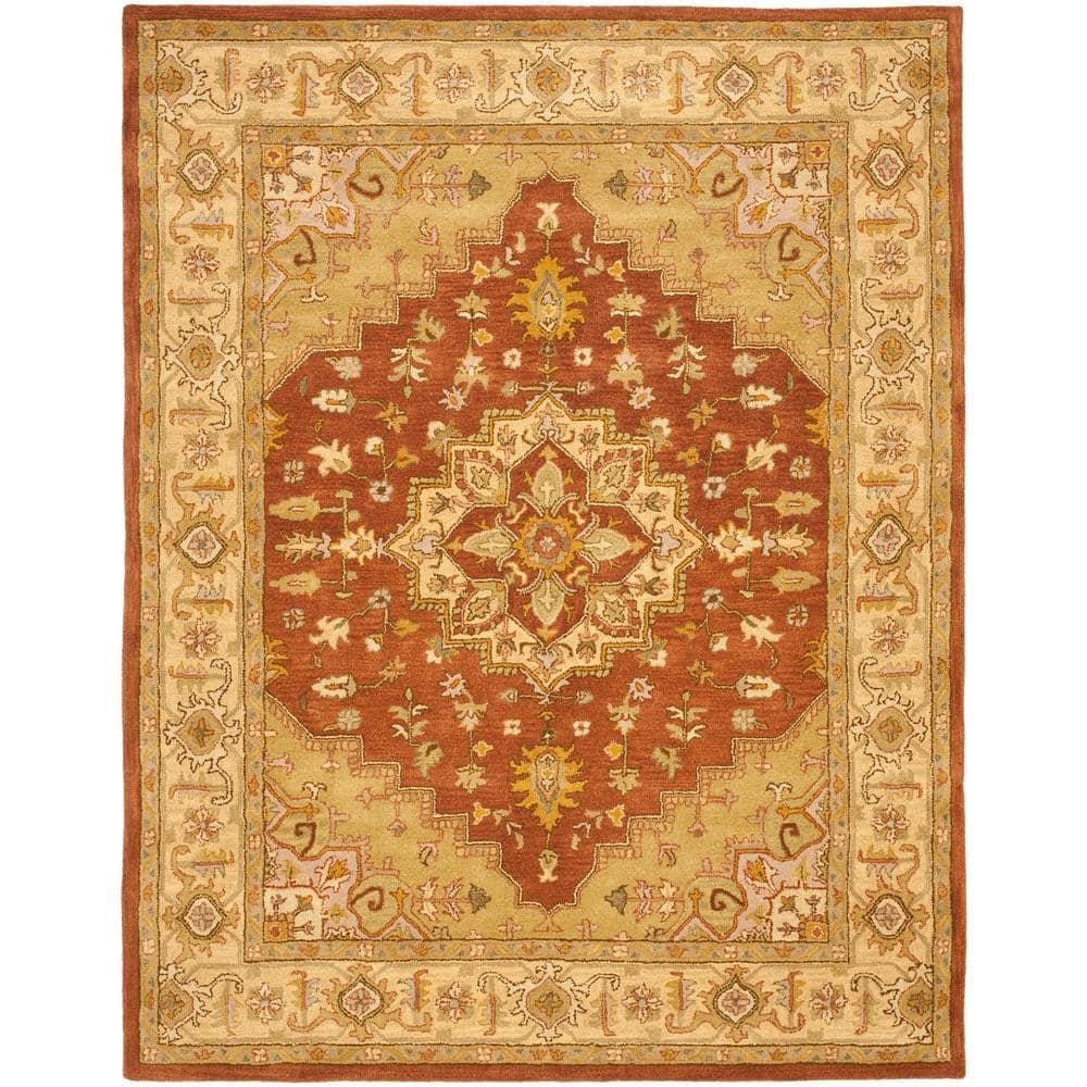 SAFAVIEH Heritage Sheila Traditional Wool Area Rug, Rust/Gold, 5' x 8'
