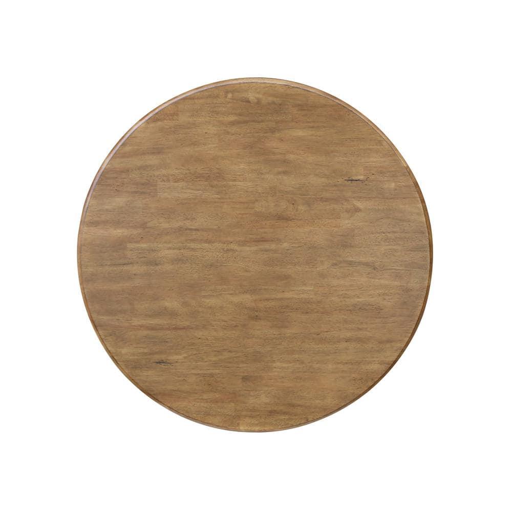 29" Dining Height Madeline Round Top Pedestal Table Hickory Brown - International Concepts: Solid Wood, Kitchen, Non-Extension
