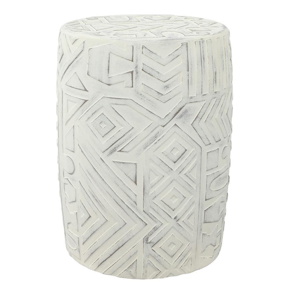 JONATHAN Y Rafi 17.75" Transitional Bohemian Geometric Drum Garden Stool, Cream