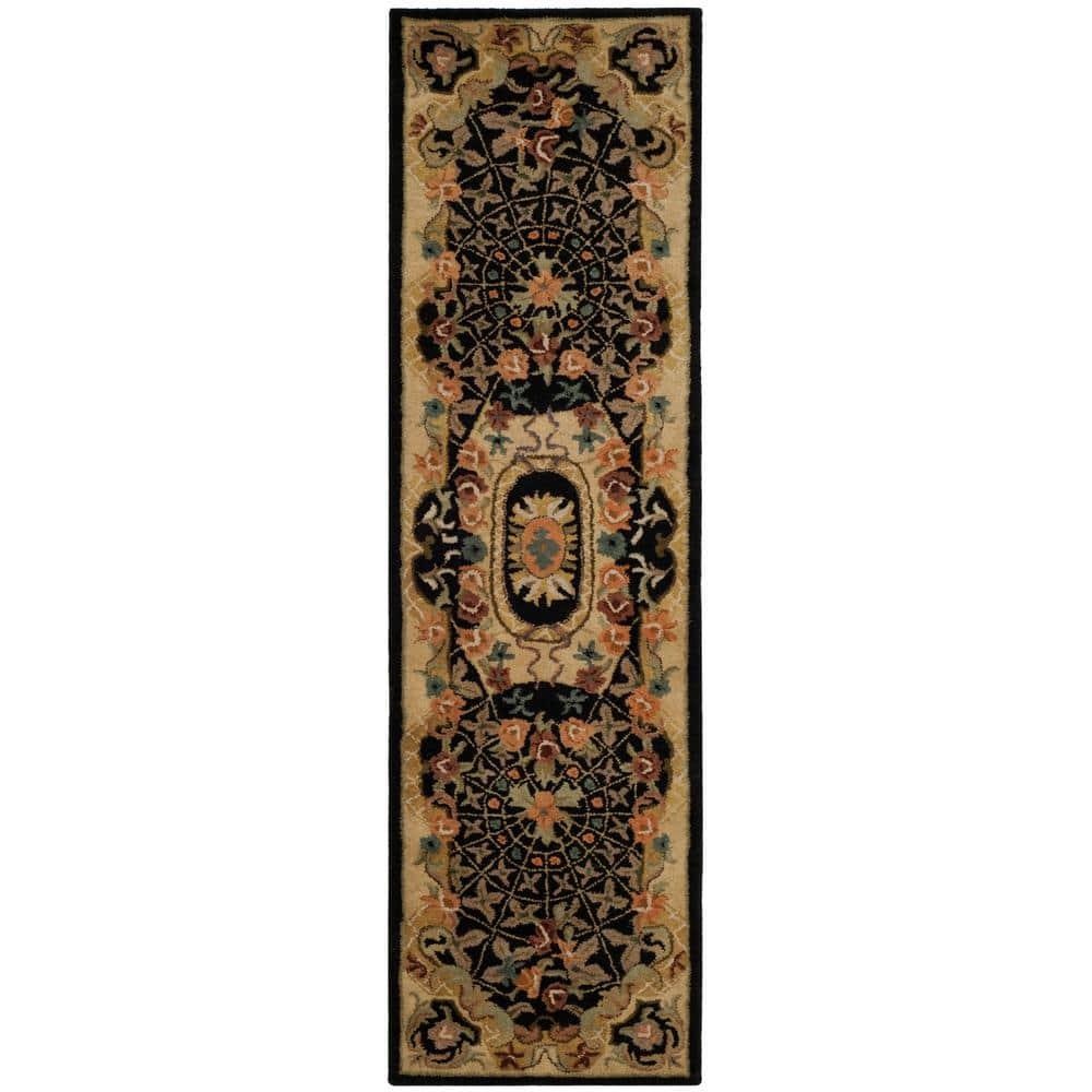 Classic CL304 Hand Tufted Runner Rug - Black/Gold - 2'3"x12' - Safavieh.