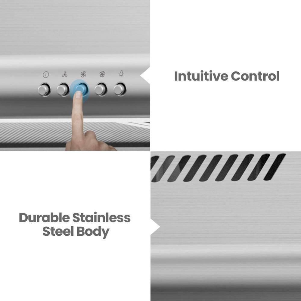 30 in. 200 CFM Convertible Ducted Under Cabinet Range Hood in Stainless Steel with 2 Reuseable Filters and 2 LED Lights
