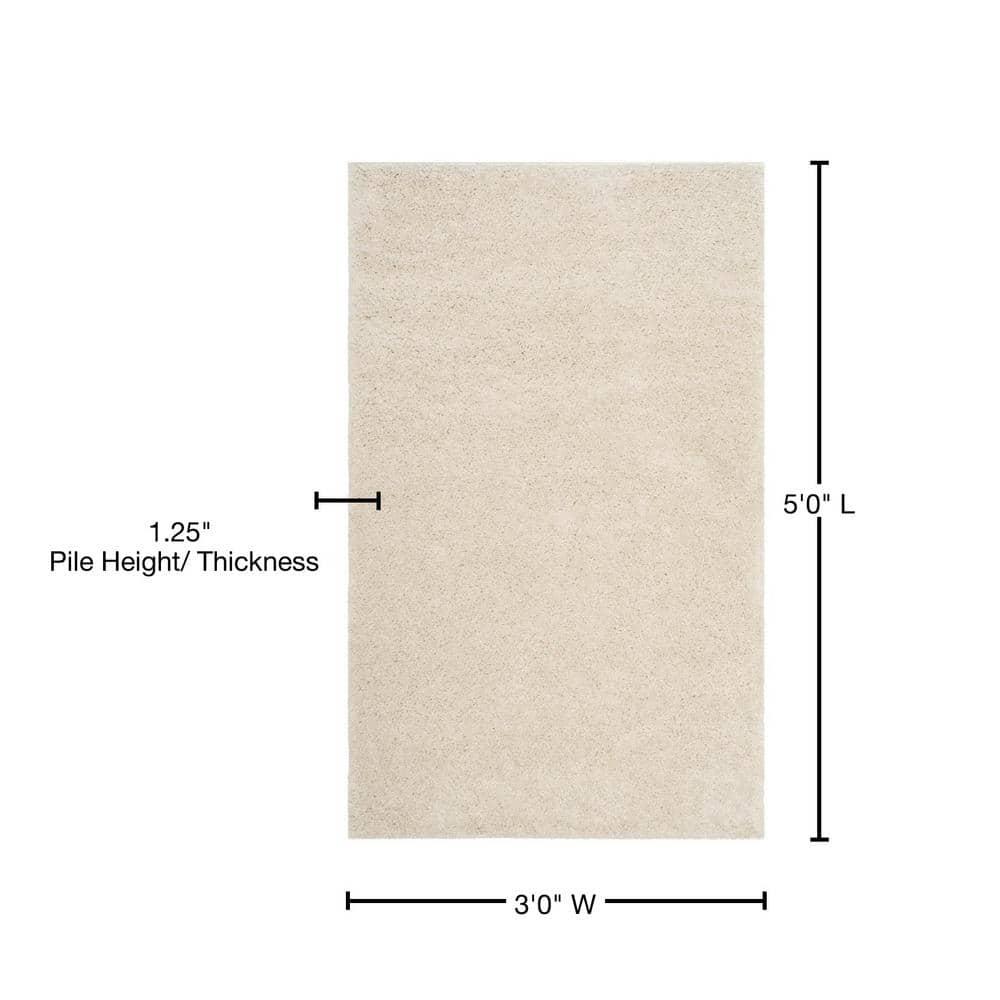 Arizona Shag ASG820 Power Loomed Indoor Accent Rug - Creme - 3'2"x5' - Safavieh
