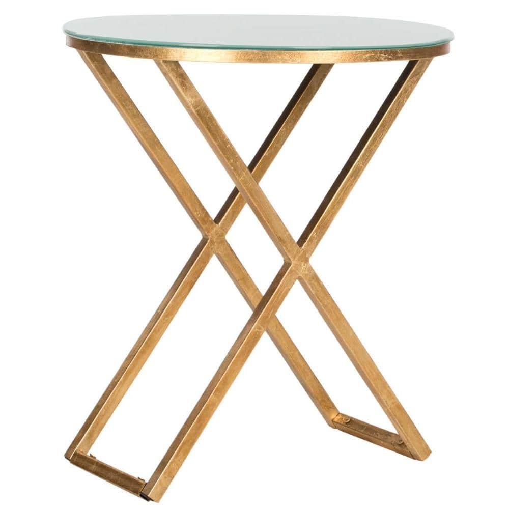 Riona Accent Table - Gold/White Glass - Safavieh.