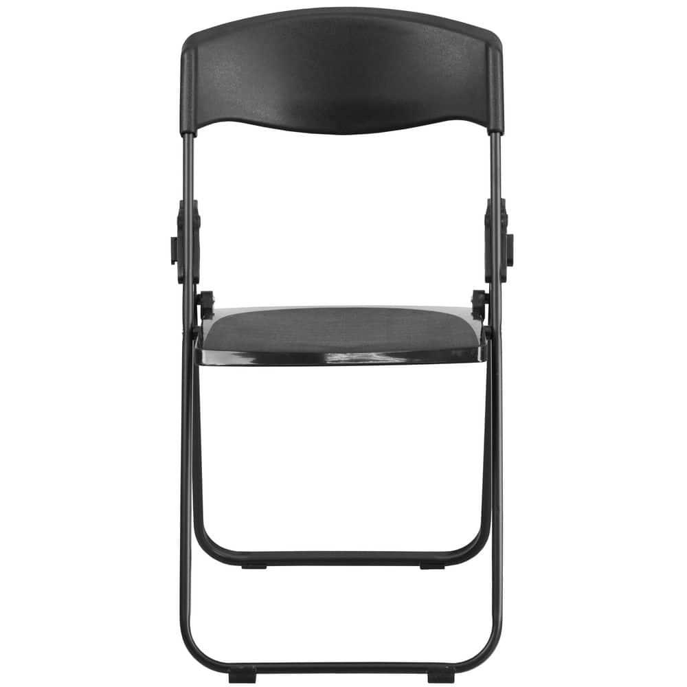 Flash Furniture HERCULES Series 500 lb. Capacity Heavy Duty Black Plastic Folding Chair with Built-in Ganging Brackets