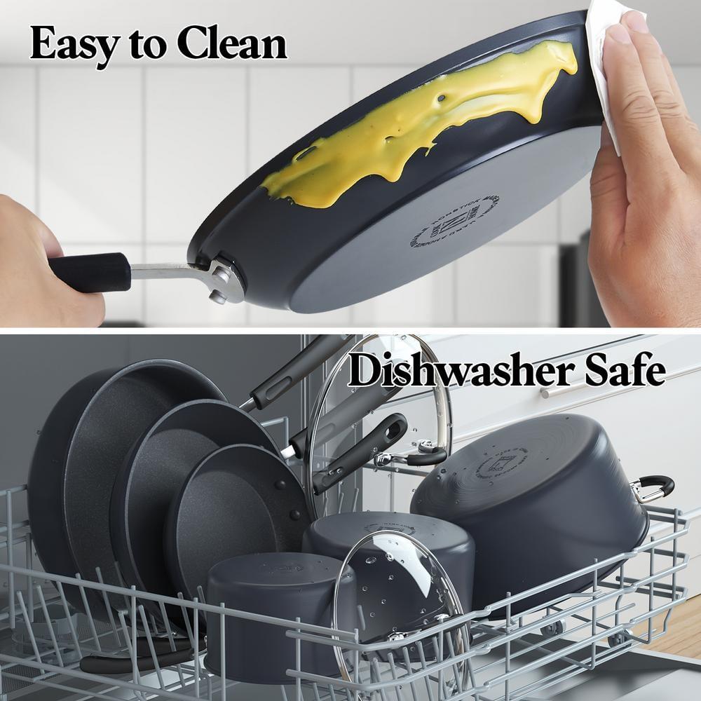 Cook N Home Professional Hard Anodized Pots and Pans Set Nonstick, Kitchen Cookware Set, Black
