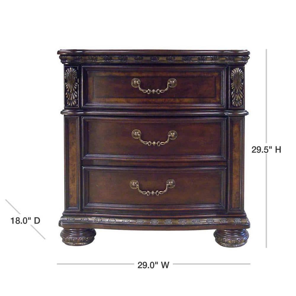 Steve Silver Monte Carlo Rich Cocoa Chocolate 3-drawer Wood Nightstand