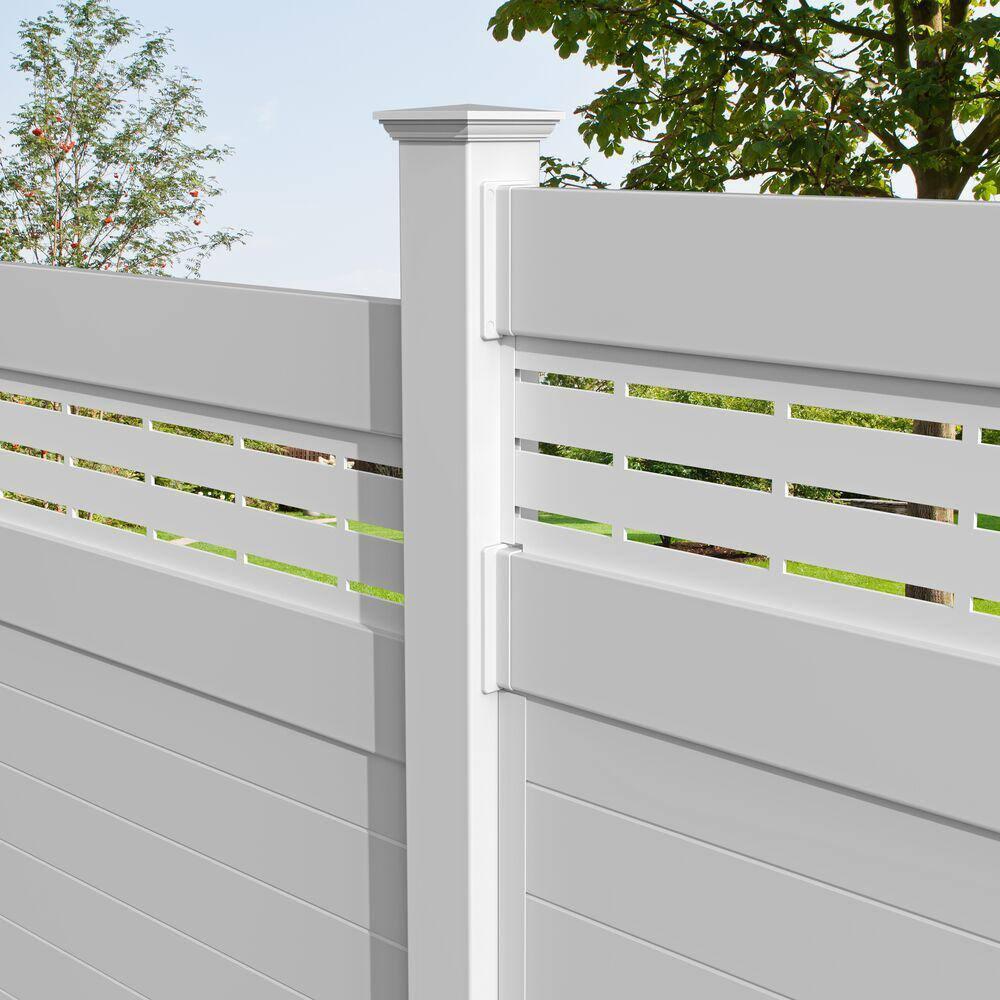 Barrette Outdoor Living Horizontal Fence Boardwalk White Vinyl Panel Kit