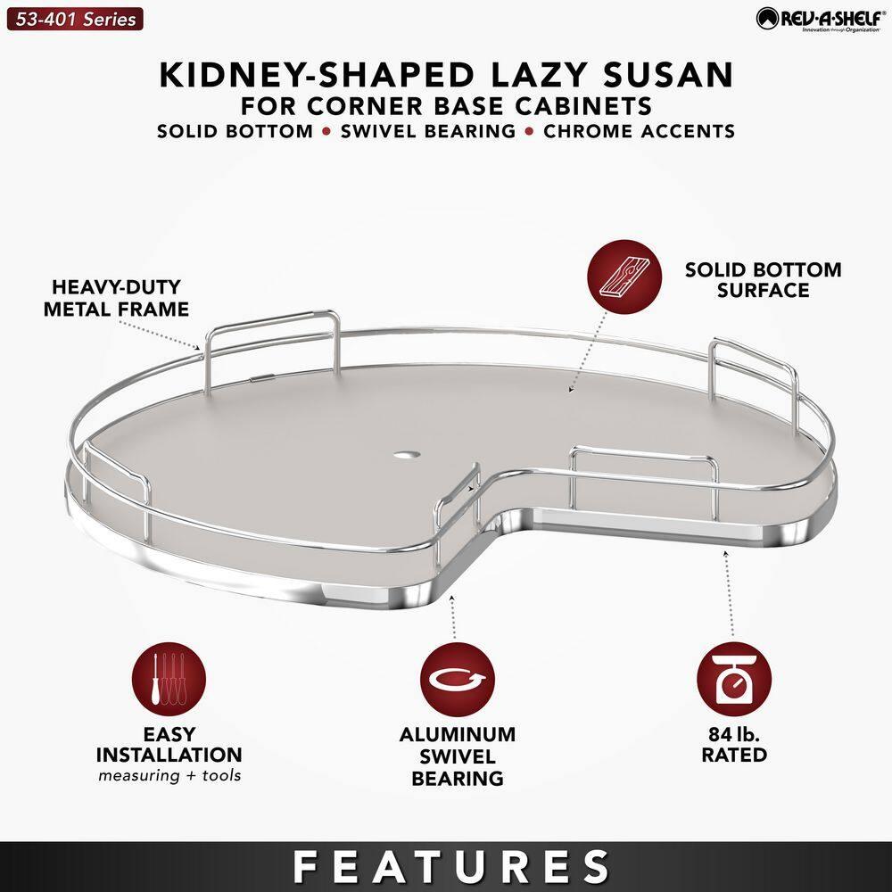 Rev-A-Shelf Rev-A-Shelf Solid Surface Kidney Lazy Susan for Corner Base Cabinet with Swivel Bearing