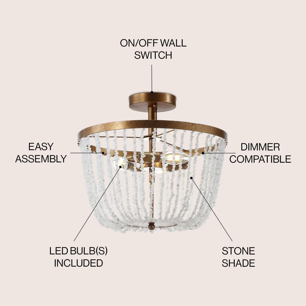 Jonathan Y Lighting Jyl9021 Georgian 3 Light 15" Wide Led Semi-Flush Bowl Ceiling Fixture