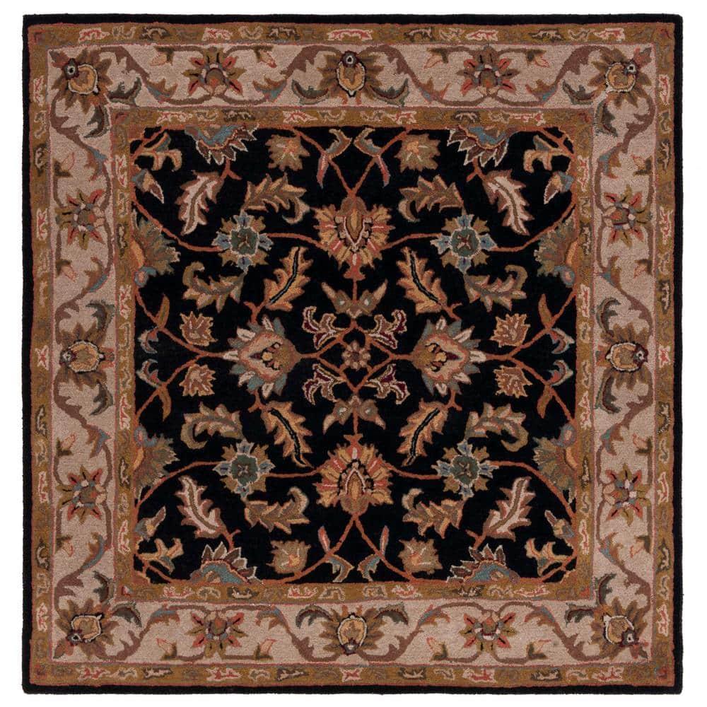 Heritage HG628 Hand Tufted Area Rug - Black/Beige - 4'x4' - Safavieh.