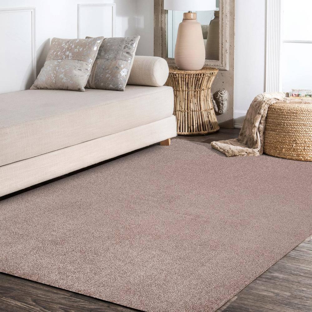 5'x8' Haze Solid Low-Pile Area Rug, Brown - JONATHAN Y