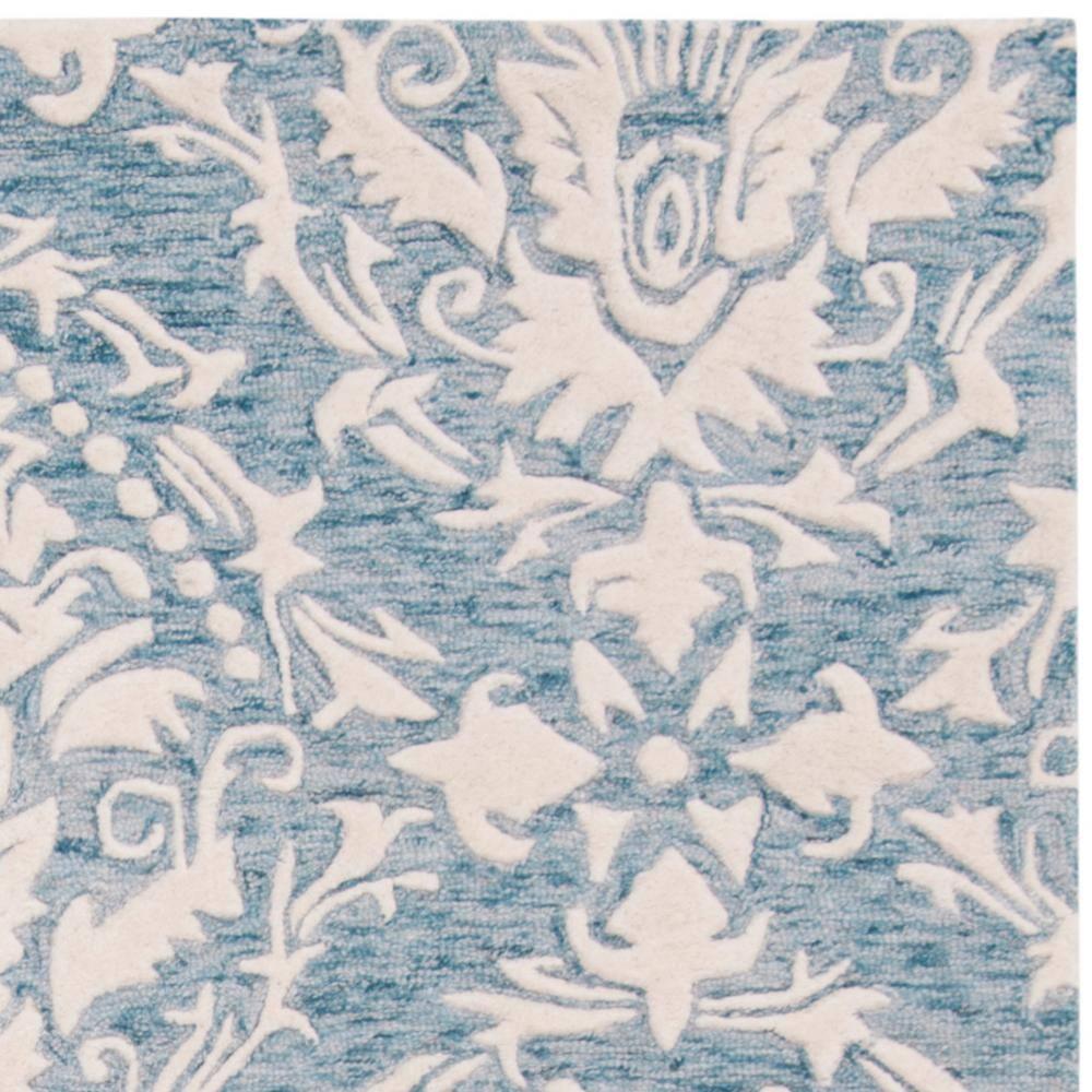 SAFAVIEH Blossom Kestrel Damask Wool Area Rug, Blue/Ivory, 4' x 6'