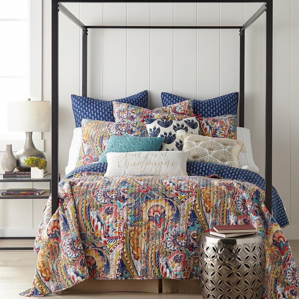 Nanette Floral Quilt Set - Twin/Twin XL Quilt and One Standard Sham Navy - Levtex Home