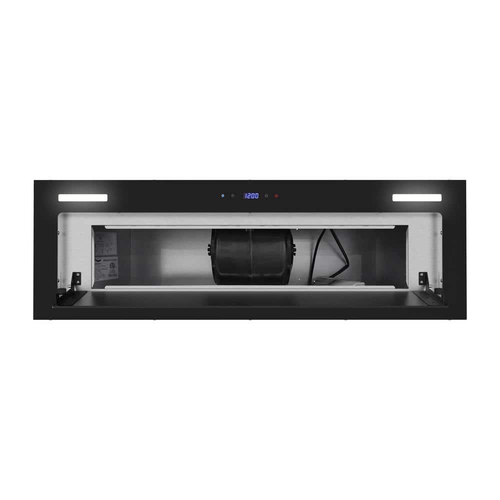 Streamline 36 In. T-11503-1-DL Isernia Ductless Insert 350 CFM Range Hood In Glossy Black With Mesh Filters, Touchpad Control, LED Lights