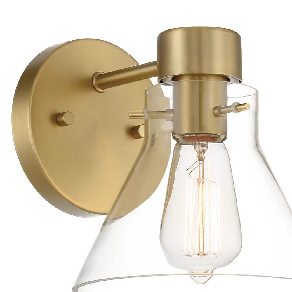 Willow Creek 7.5 inch Brushed Gold Wall Sconce with Clear Glass Shade