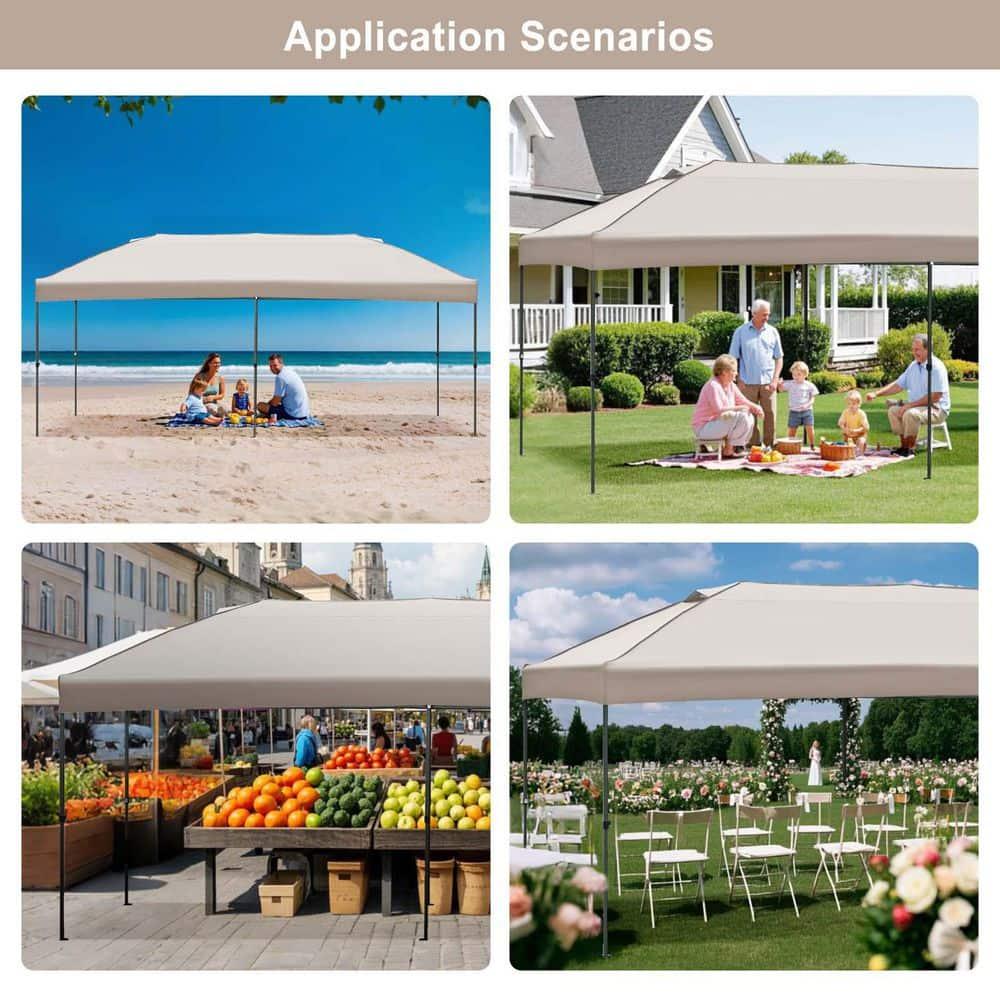 Khaki 10x30 Heavy Duty Outdoor Pop Up Canopy Tent with Sidewalls