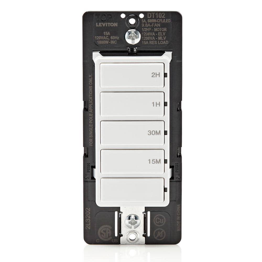 White Digital In-Wall Countdown Timer Switch with Push Buttons