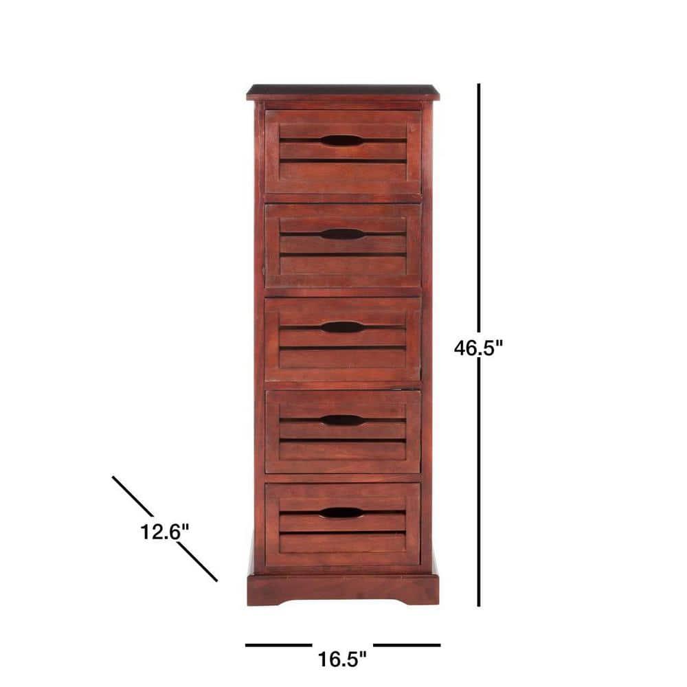 Samara 5 Drawer Cabinet - AMH5714 - Dark Cherry - Safavieh Couture