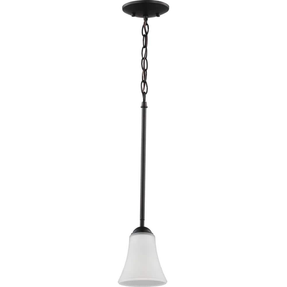 Progress Lighting, Angelic, 1-Light Mini-Pendant, Antique Bronze, Etched Glass Shade