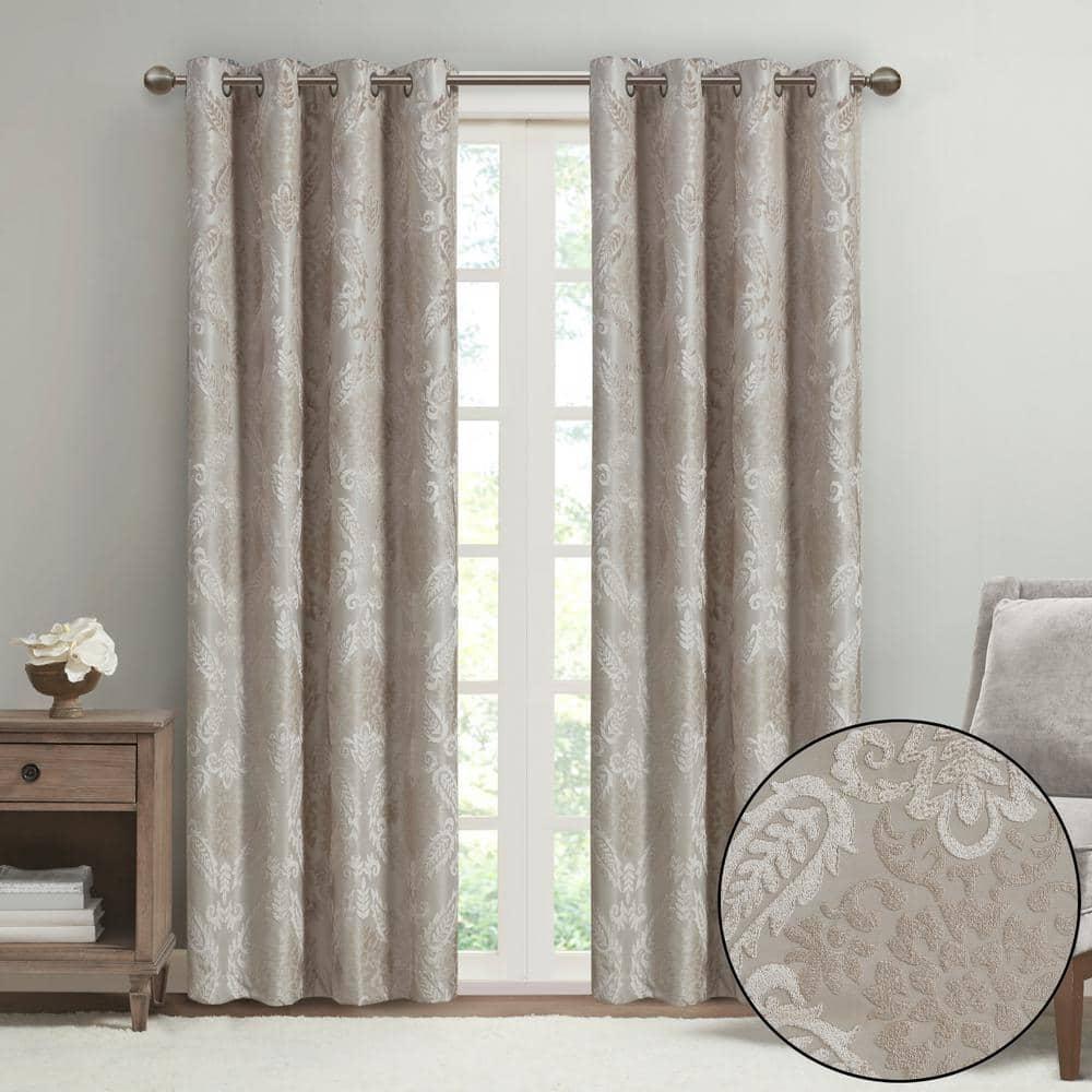 SunSmart Amelia Knitted Jacquard Paisley Total Blackout Grommet Top Curtain Panel
