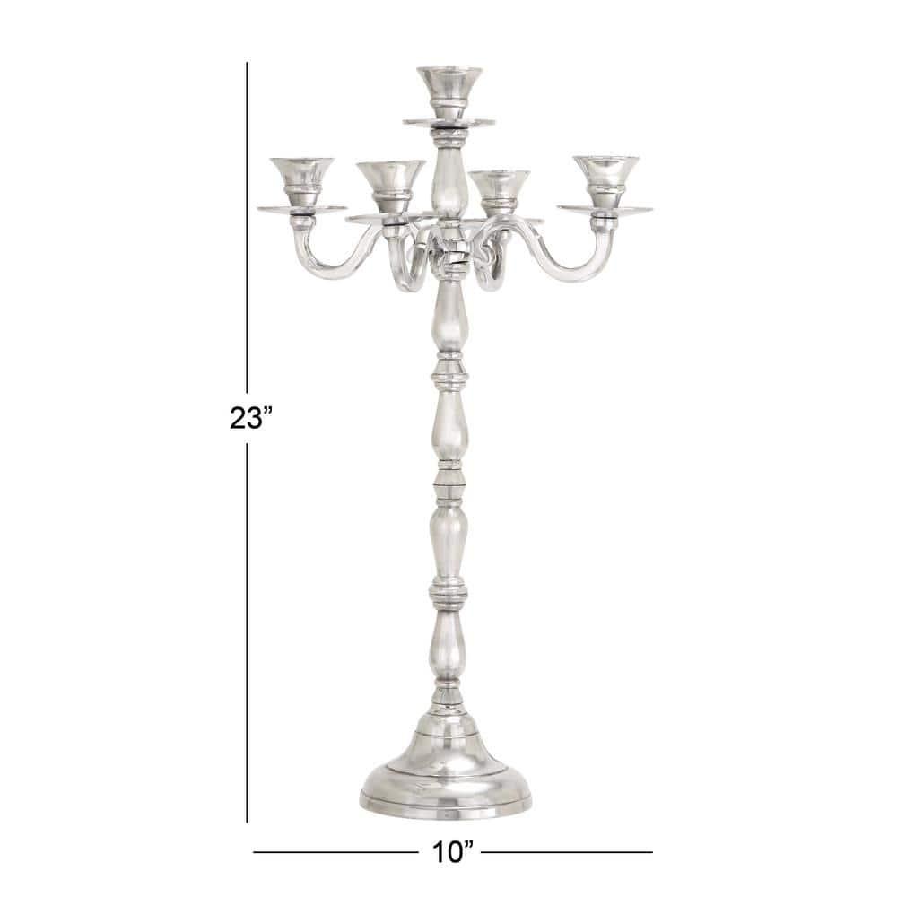 DecMode 5 Holder Silver Aluminum Metal Candelabra