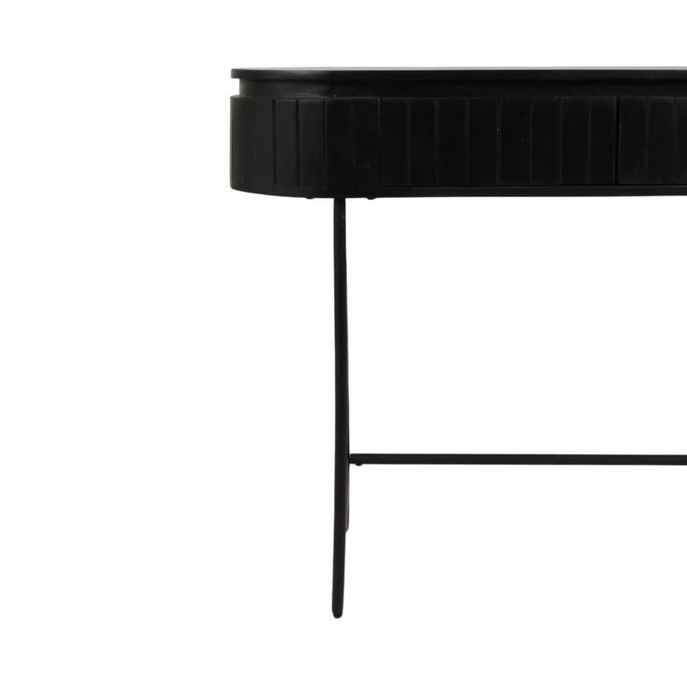 Sagebrook Home 45x32 Mango Wood Ribbed Cabinet, Black