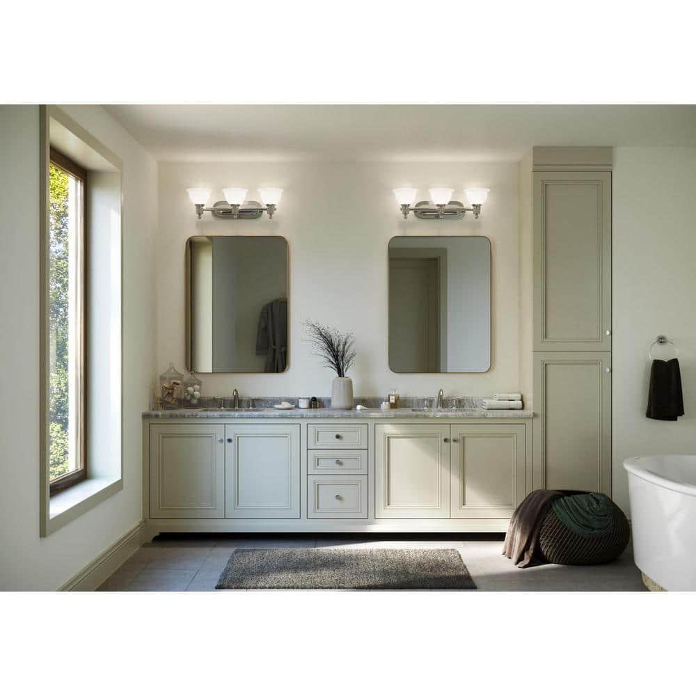 Progress Lighting Madison 3-Light Wall Bracket, Polished Chrome, White Etched Glass