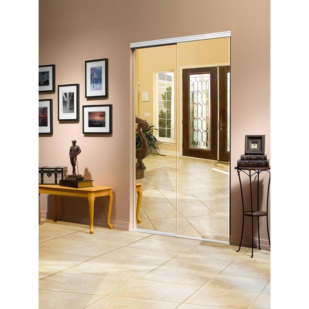 80'' Solid + Manufactured Wood Mirrored Sliding Closet Doors